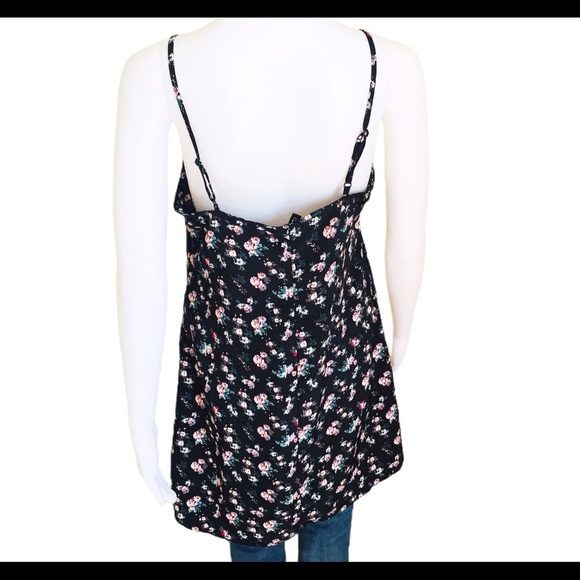 H&M Ditzy Floral Print Strappy Slip Dress With V Cut Navy Blue Size 8 - Picture 4 of 11